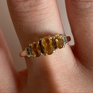 10K Diamond and Citrine Ring, Size 5.5